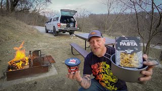 Truck Camping Alone  Spicy Pasta & A Plane Crash