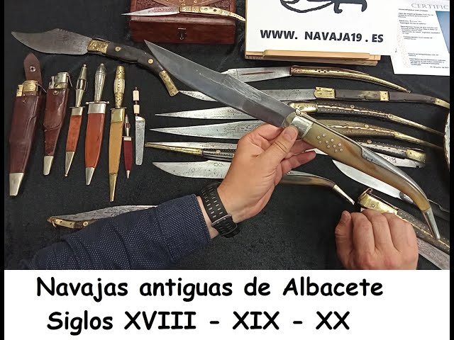 Navajas de ALBACETE las mejores para colección, antiguas y con leyenda  escrita en esmalte rojo 