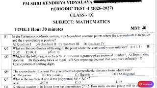 Class-9 Maths (Real) / Question Paper 2026-27 / Periodic Test-1 PT-1 Paper New NCERT PM SHRI KVS ...
