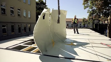Installation of the modular units with stairs Trimo MSS