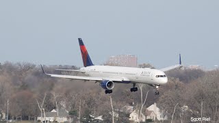 DL1179 Delta 757 Wing Rocking Winds with Slow Motion Touchdown MSP