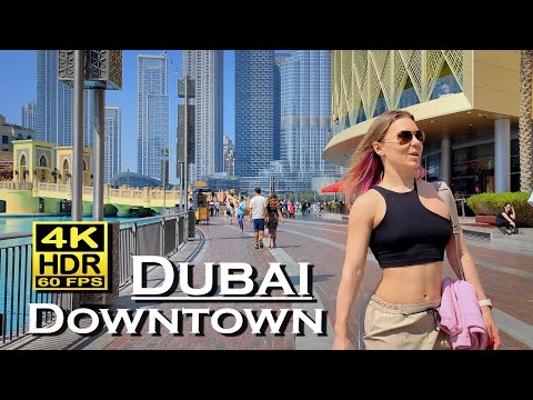 Dubai Downtown 🇦🇪 Tourist Attraction | 4K 60fps HDR Dolby Atmos 💖 The best places 👀 walking tour