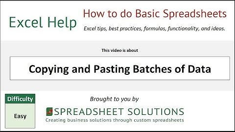 Copying & Pasting Batches of Data