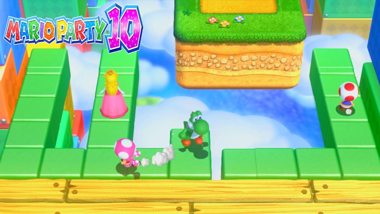 Mario Party 10 - Snake Block Party - Toadette vs Yoshi vs Peach vs Toad (Master Difficulty)