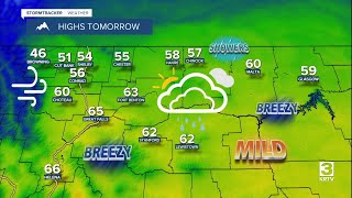 Breezy and mild with some PM showers on Tuesday