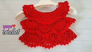 كروشية بلوزة طبقات رائعة !!!! بغرزة المروحة / خطوة بخطوة - Crochet baby blouse layers