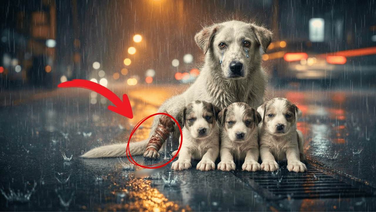 Kind Man Rescues Injured Mother Dog and Her 3 Helpless Puppies From the ...