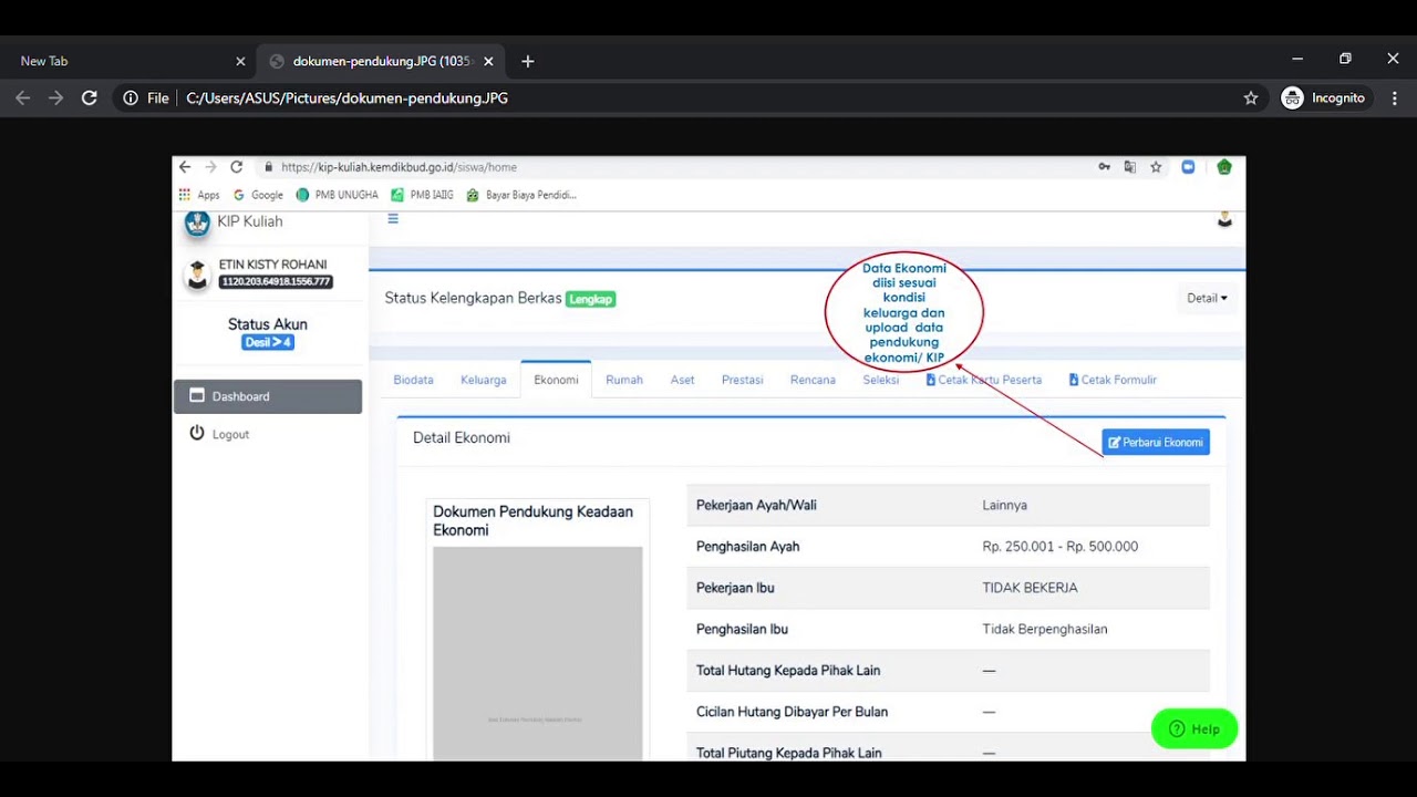 Dokumen Pendukung Keadaan Ekonomi KIP Kuliah 2021  YouTube