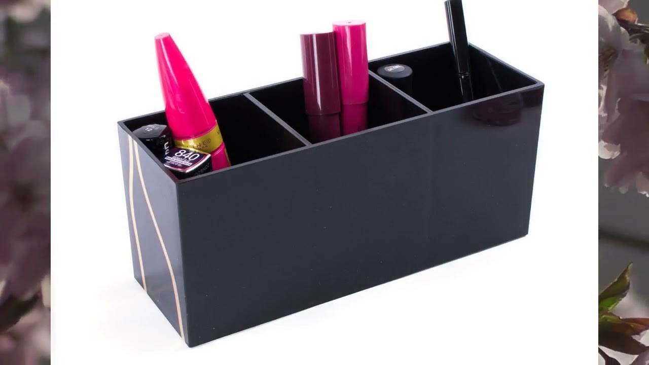 Cosmetic Makeup Black Organizer for Lipstick, Eyeliner Brushes, Lip Pencil Display Rack 3 Slot Va...