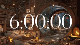 6 Hour Cozy Rain Timer 🌧️🔥 | Fireplace, Wind & Rain Sounds for Focus, Study, Sleep