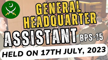 Assistant GHQ paper | Assistant BPS-15 GHQ past paper | Assistant Ministry of Defence paper