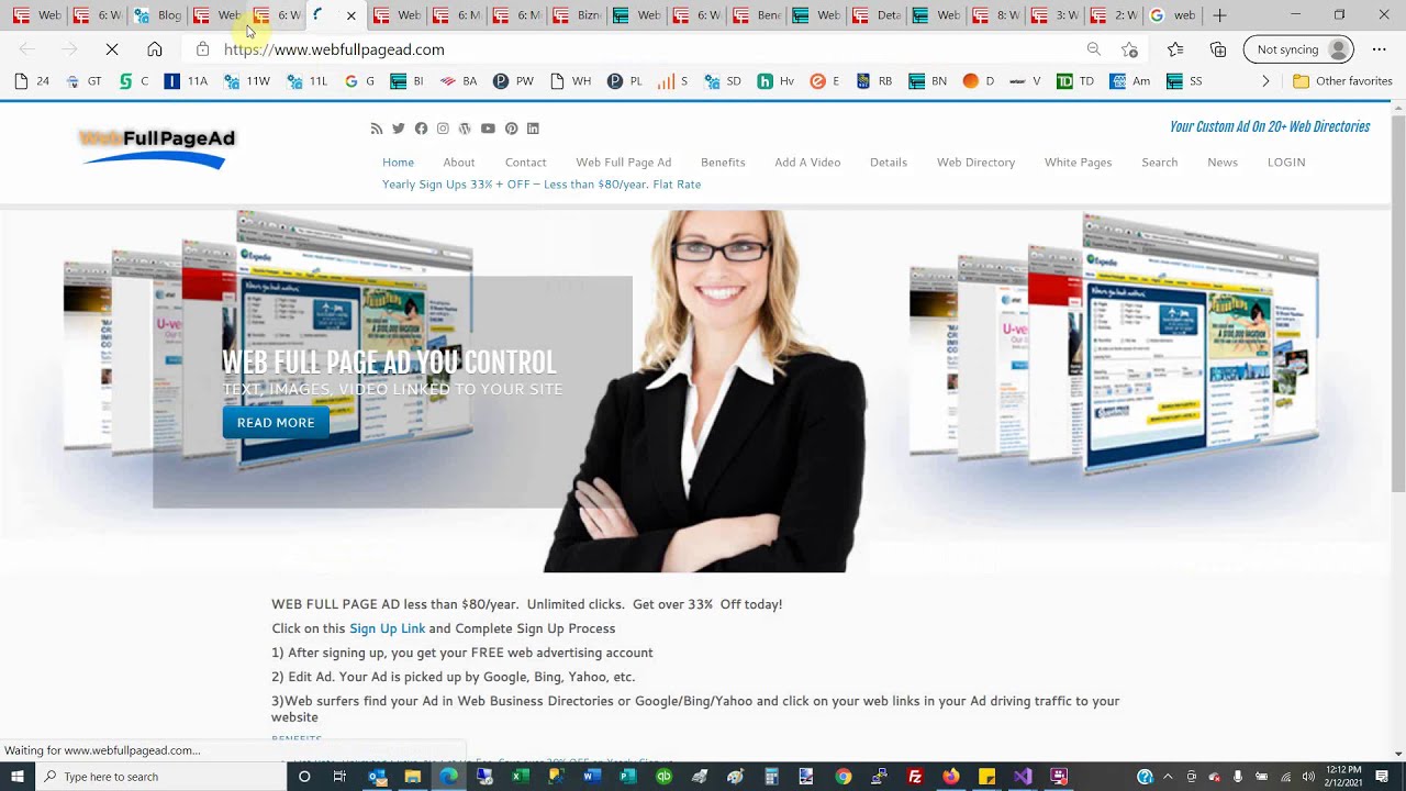 Web Full Page Ad - Flat Rate Unlimited Click Web Advertising on 20+ Web Directories - Bizness Inc.