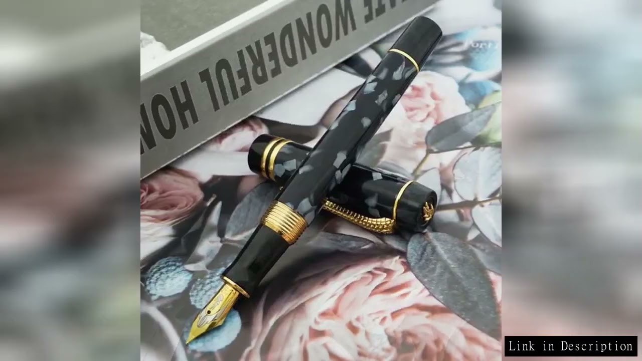 A+ Crocodile 806 Celluloid Fountain Pen Ice Black Medium Nib Alligator Clip Ink Pen