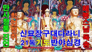 만사형통진언/학업성취 신묘장구대다라니 21독 반야심경(한문)혜봉스님(慧峰)독송(☎010-4667-4557법등심)