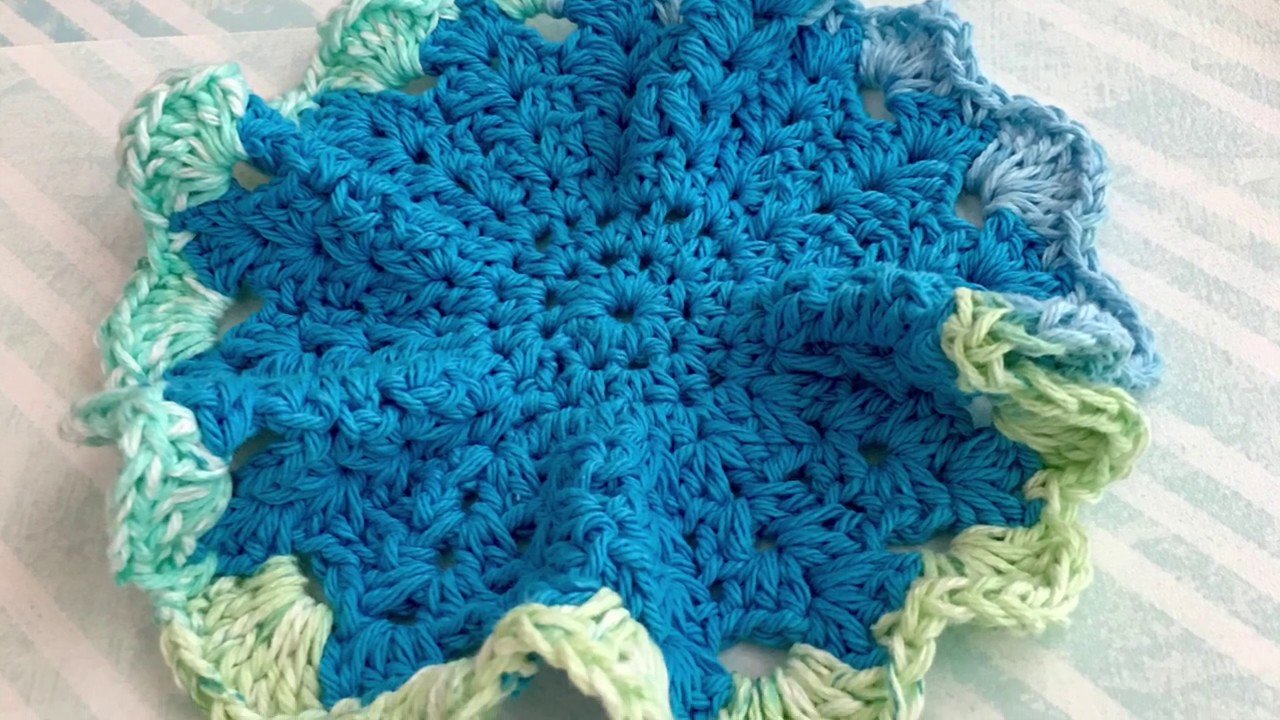 Crochet Dishcloth or Bath Cloth Dish Rag Wash Cloth Made With 100% Cotton  Yarn in the Color Cream Fleck & Teal Aqua Trim 10 Handmade 