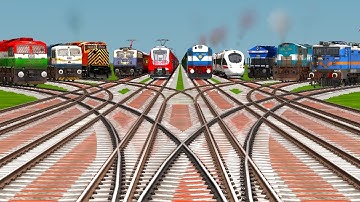 All Realistic Trains Crossing At Bumpy Railroad Tracks | Train Videos Beamng Drive | train simulator