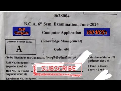 Answerkey knowledge management mcq bca 6th semester 2024 # ...