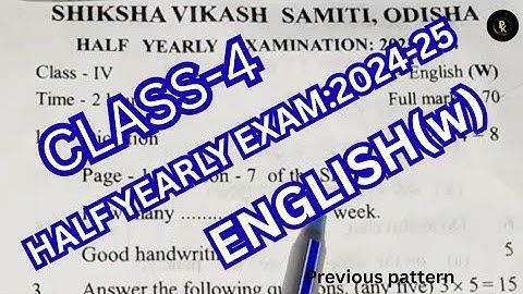 Half yearly exam 2024-25ll class 4 english questions with answers ll @Pksimplelearning 🙏