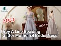 ZAPAKA Women Beading Glitter Mother of Bride Dress Grey A Line Evening Wear