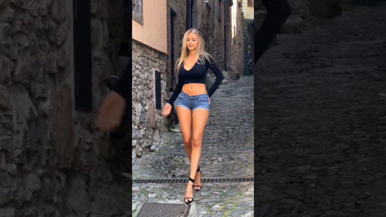 Strutting downhill in heels, not for the faint of heart! 💃👠 