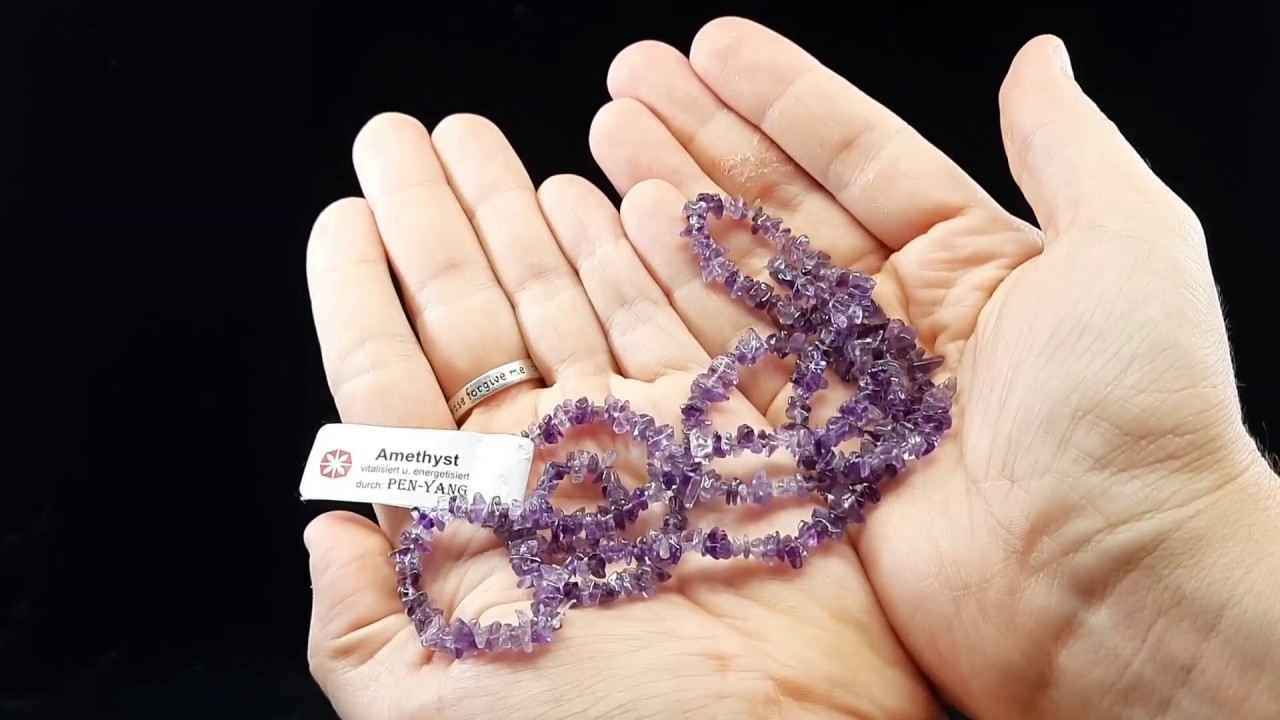 Edelsteinkette Amethyst - mit dem Bacchusstein vor Elektrosmog geschützt