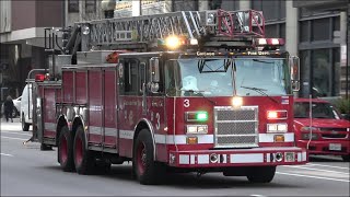 Chicago Fire Trucks responding with great sounding siren and air horn!