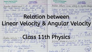 Relation between Linear Velocity & Angular Velocity | Chapter 3 | Motion in a Plane | Class 11