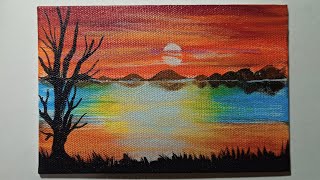 Alone at Sunset / Acrylic Painting
