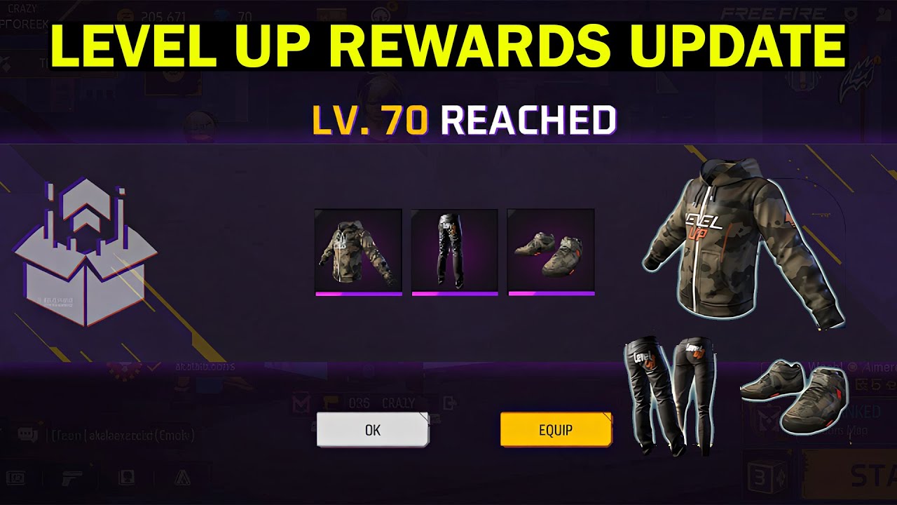 New Level Up Rewards in Free Fire | 70 To 100 Level Up Rewards in Free Fire 