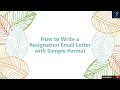 Resignation Email Letter with Sample Example Template Format