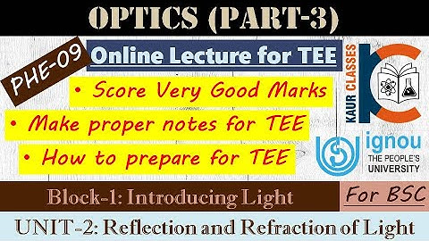 BSC Online Lecture - PHE-09 | OPTICS (Part-3) | Block-1 | Unit-2 Reflection of Light | Physics IGNOU