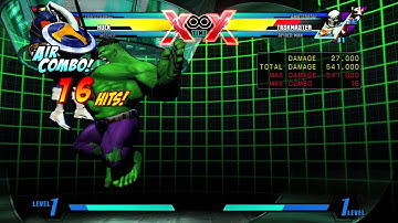 UMvC3 - Hulk Corner Combo (Wesker Assist, 1 Meter) - 896600 Damage