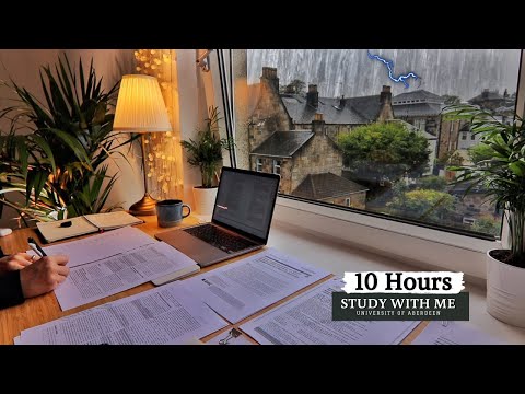 10 HOUR STUDY WITH ME  | Background noise, 10-min Break, No music, Study with Merve