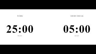 Pomodoro 25 5 white noise whitescreen 1h