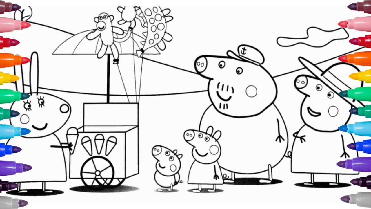 Coloring Pages For Kids - Peppa Pig, George Pig, Grandpa and Grandma ...