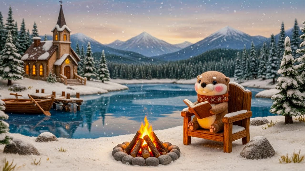 Quiet Winter Lake with Otter 🔥 Soft Jazz Lofi for Calm Focus & Deep Rest