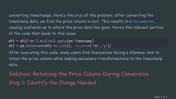 Resolving the Price Column Lost Issue When Converting Timestamps in Python DataFrames