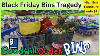 Black Friday Goodwill Bins Shopping Tragedy & High End Furniture Finds for $7 - Thrift with Me