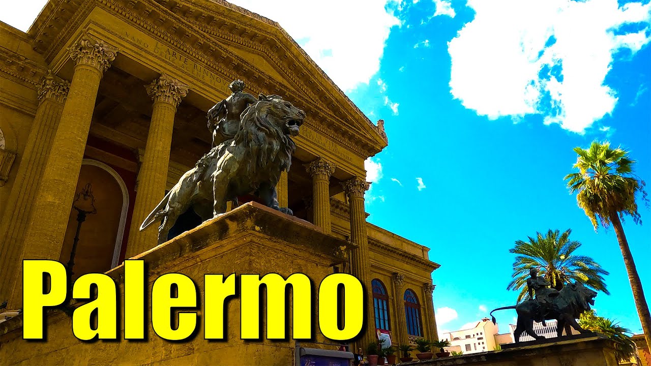 Palermo, Italy: Walking by Teatro Massimo, Quattro Canti, Fontana Pretoria: ExplorerVacations 4K HDR