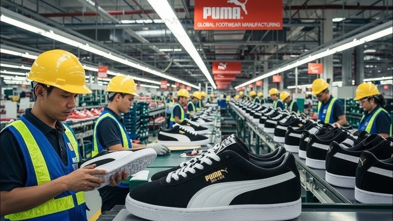How PUMA Sneakers Are Made 👟 | Inside Shoe Manufacturing Factory | Mass Production Process