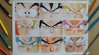 Como Dibujar los Ojos de Goku en todas sus Transformaciones | How to draw  the eyes of Goku - YouTube