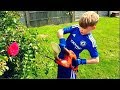 KIDS USING POWER TOOLS!!! 🌿 7 YEAR OLD VS HEDGE TRIMMER 💪