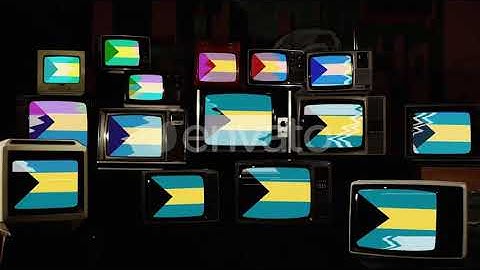 Flag of the Bahamas and Retro TVs. | Stock Footage - Envato elements