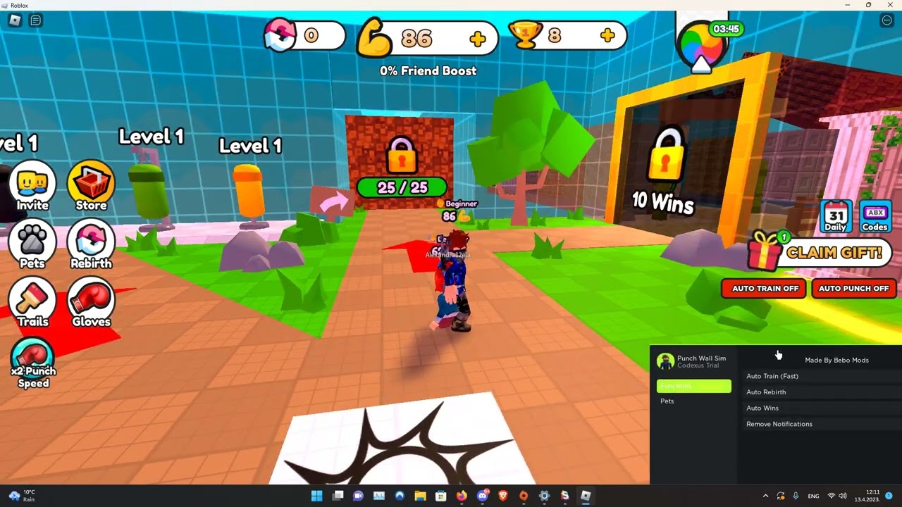 Punch Wall Simulator Script - Auto Train, Auto Rebirth, Auto Win,  Auto Open Eggs/Craft