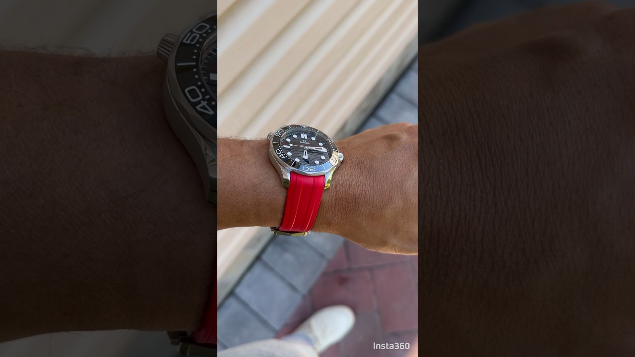 Omega Seamaster 300M Olympic Paris2024 Red Rubber Strap with Deployant Clasp. 