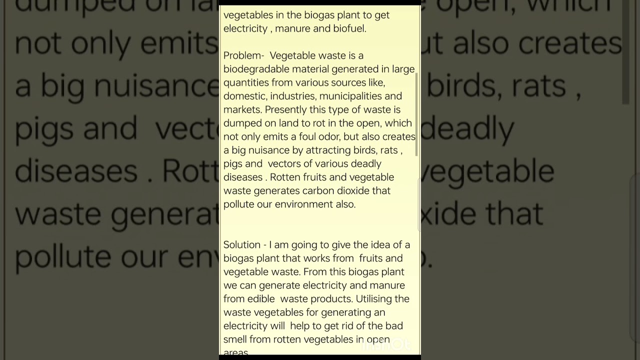 Electricity from fruit and vegetable waste synopsis।। science inspire award ideas।। new model ideas