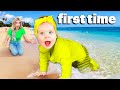 Daughter Swims In Ocean for First Time *emotional*