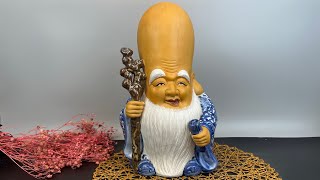 Lão Thọ Nhân - Men Lam - Kutani - Tượng Gốm Sứ Nhật Bản - Sưu Tầm GL Toki Antique