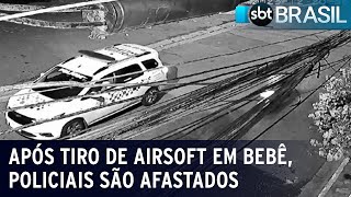 Two police officers removed from street duty after baby is struck by airsoft pellet | SBT Brasil ... screenshot 4