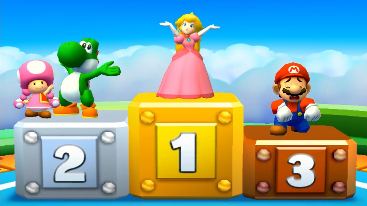 Mario Party Star Rush Minigames -  Peach Vs Toadette Vs Yoshi Vs Mario (Master Difficulty)